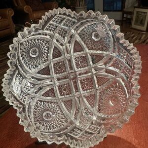 Vintage Imperial Glass Bowl NuCut Glass Crystal Candy Dish 7 Inches